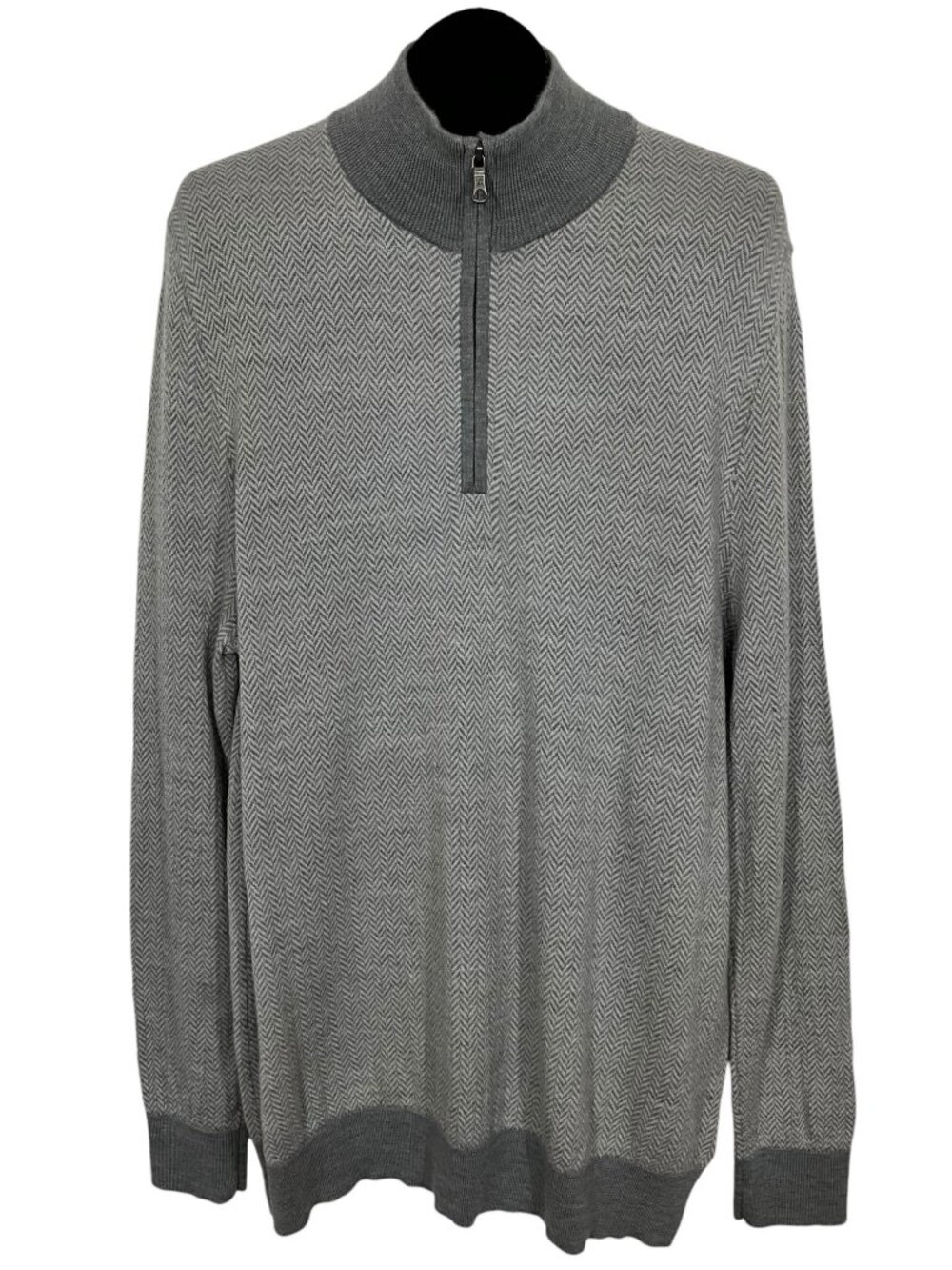 Brooks Brothers Merino Wool Quarter Zip Pullover Sweater XL Gray - Picture 2 of 13